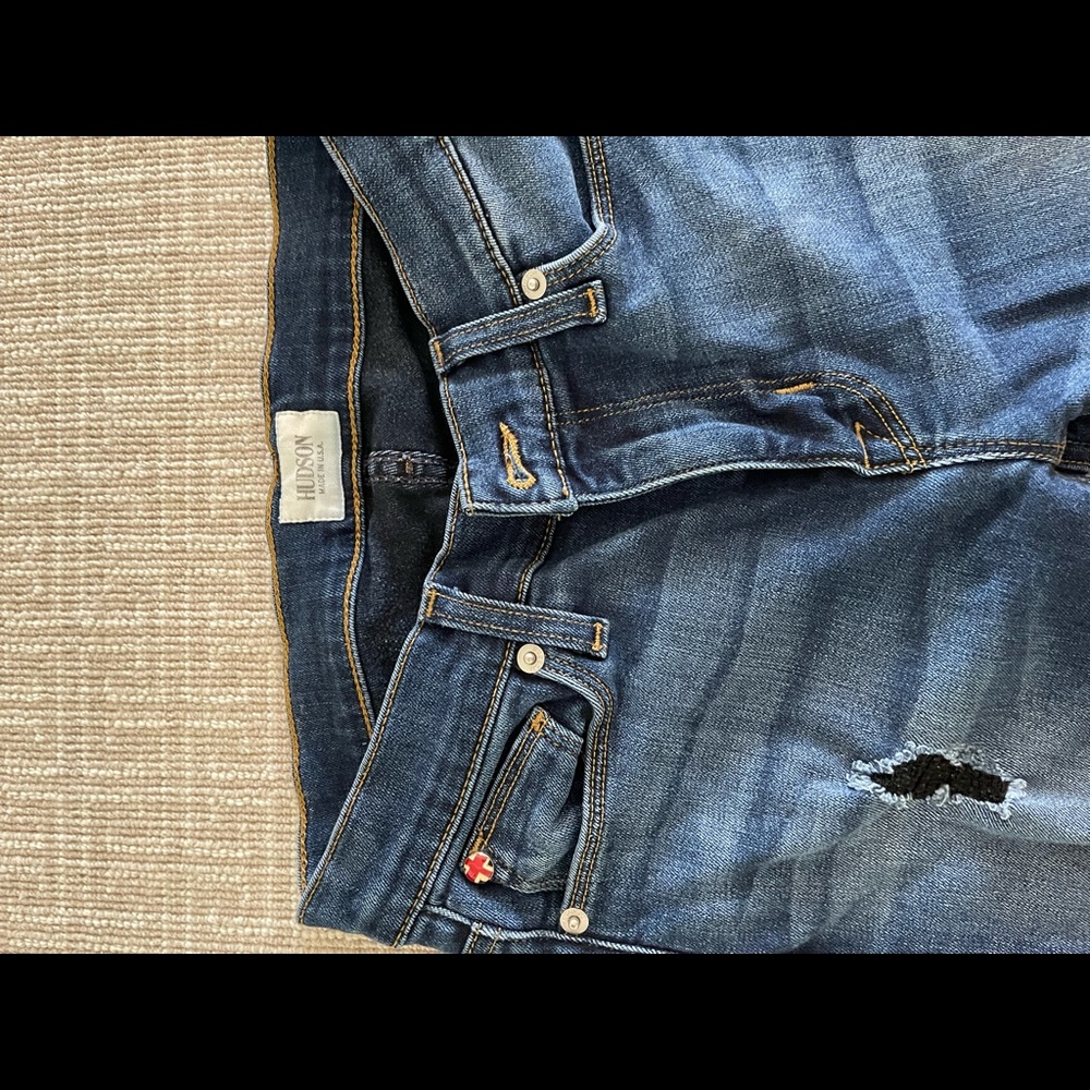 Hudson Mid Rise Ripped Denim Jeans - Picture 3 of 10